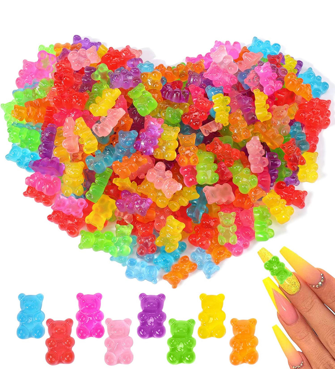 chcuteild bulk assorted cartoon gummy bear nail charms pendants